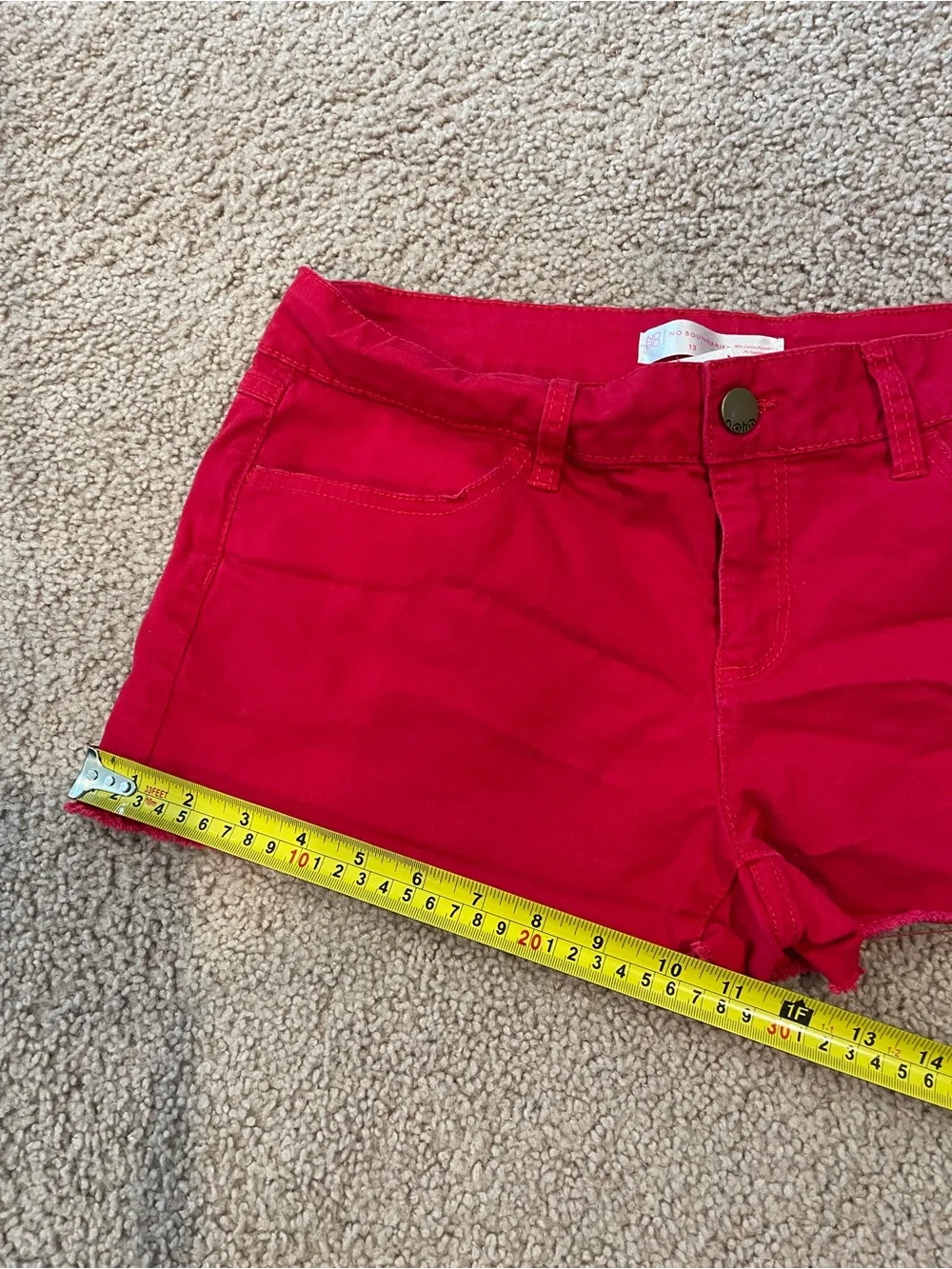 NO BOUNDARIES Junior Retro Boho mid Rise Cut-Off Hem Denim Shorts